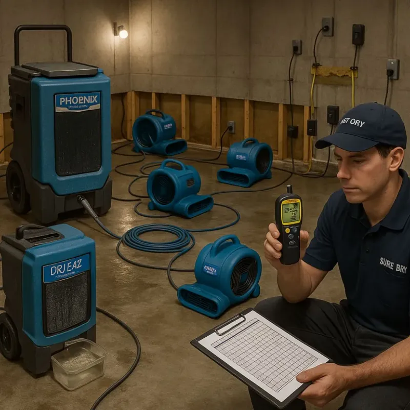 Structural Drying and Dehumidification process in Minoa, NY